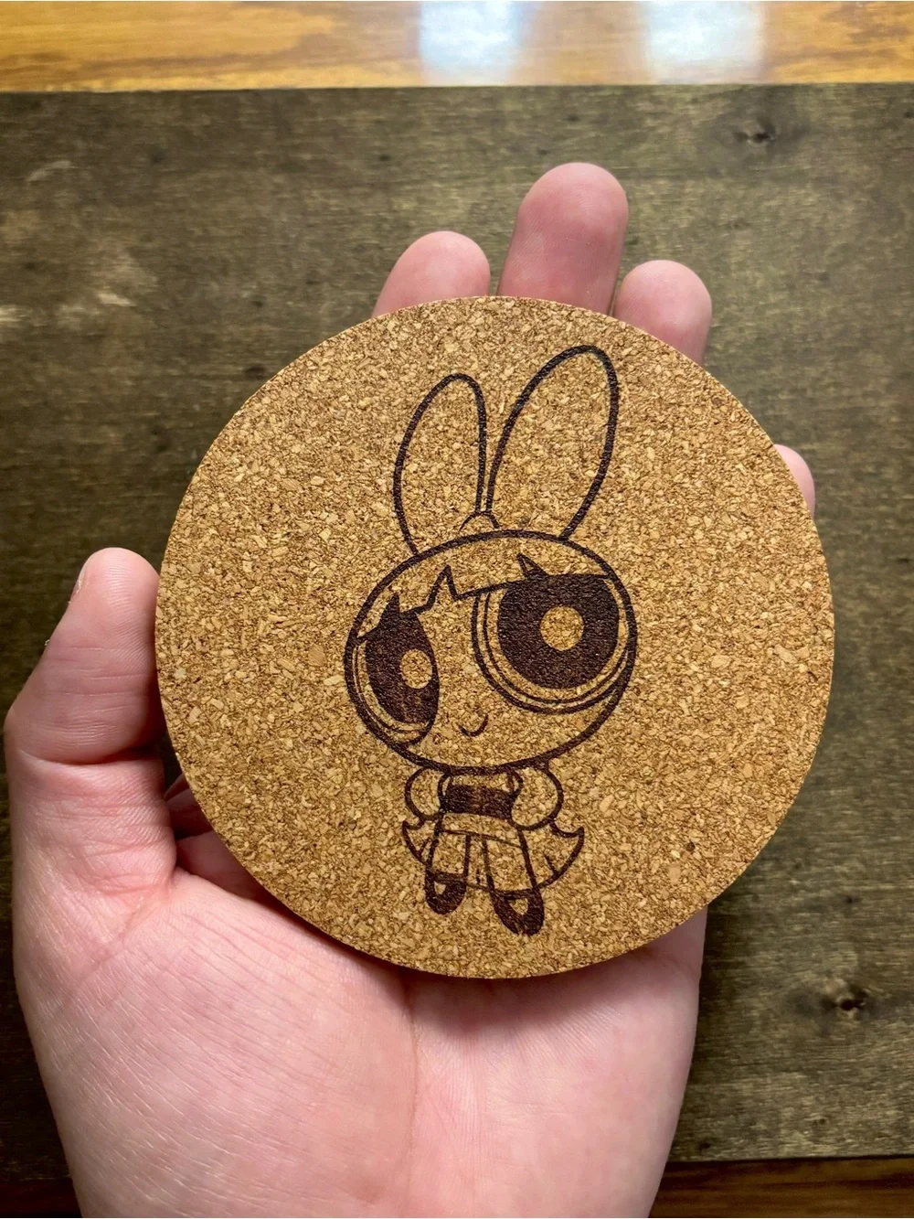 Powerpuff Girls 2016 Blossom Laser Engraved Cork Coaster
